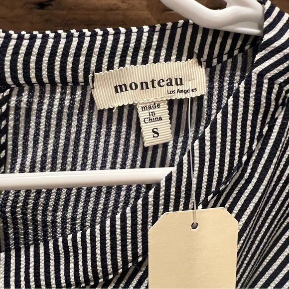 Monteau Navy and White striped blouse - Picture 4 of 6